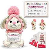 Gossby Positive Bunny Crochet - Little Reminders from A Tiny Bunny - Inspirational Gift for Women - Christmas, Birthday, Emotional Support, Positive Energy Gift for Friend, Coworker, Teacher, Mom