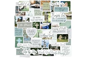 RUBOAOA Christian Prayer Board Stickers, 50 Pcs Green Aesthetic Prayer Vision Board Supplies for Women, Inspirational Bible Verses Sticker Decals for Journaling Scrapbook Planner Wall Décor