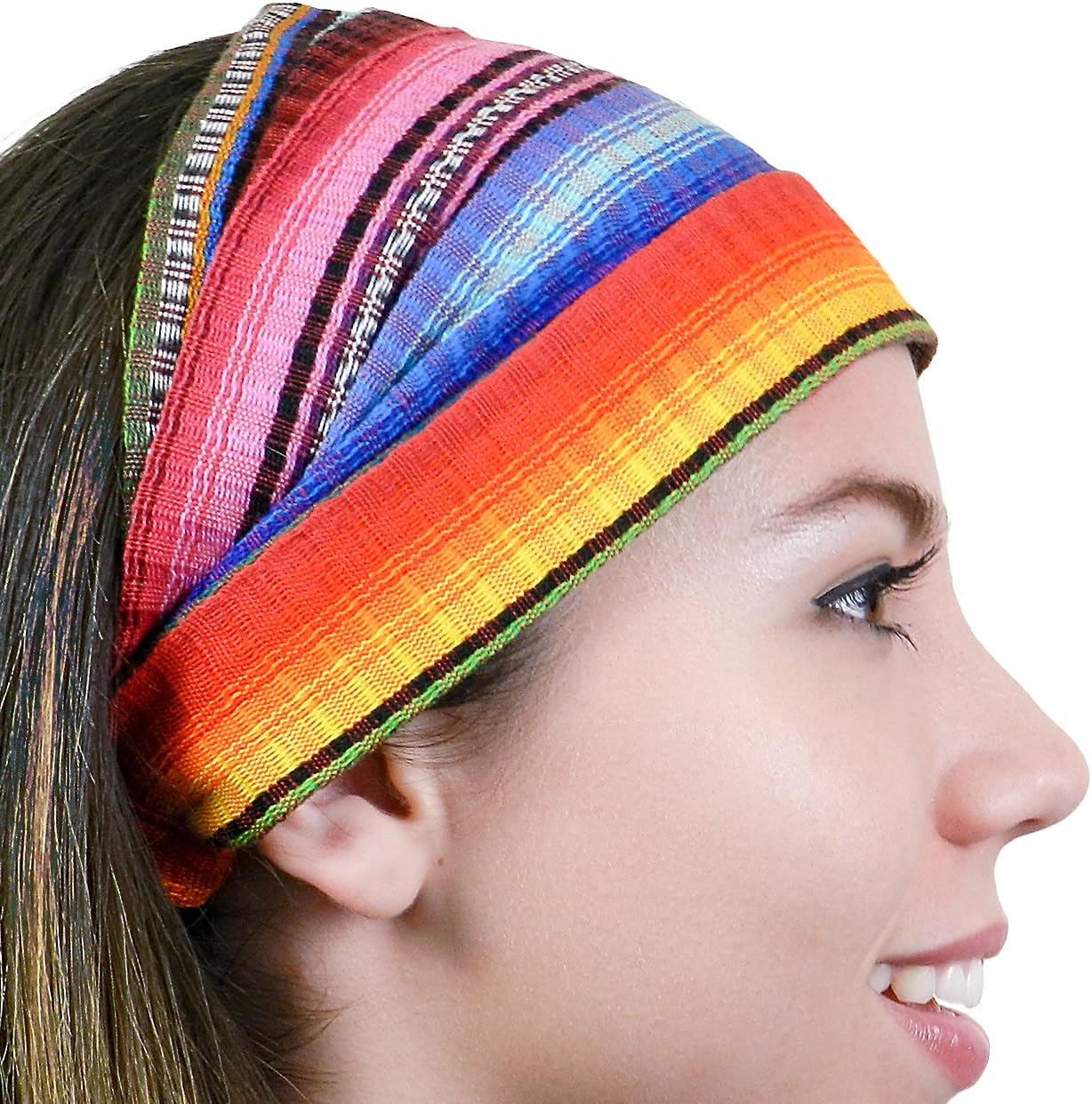 MayaWear Bandana - "Tequila Sunrise" Hand Woven Headband 100% Elastic Backing