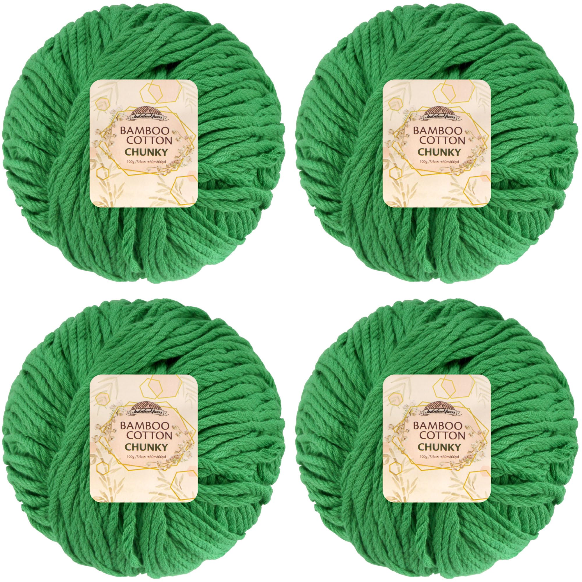 JubileeYarn Bamboo Cotton Chunky Yarn - 100g/Ball - Shamrock Green - 4 Balls — image 1