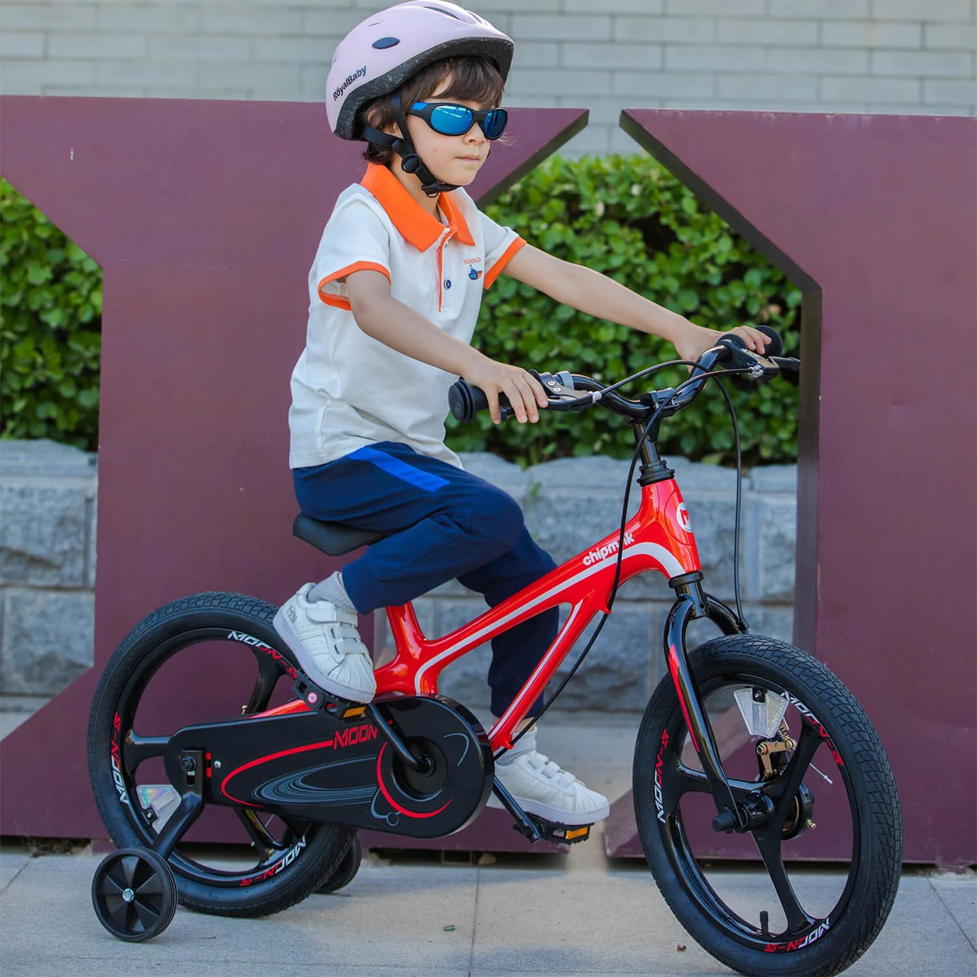 RoyalBaby Space Kids Bike 14 16 18 Inch Mg Aluminium Alloy Boys Girls Bicycle Ages 3-9 Years Disc Brakes Dual Handle Brakes Training Wheel Options