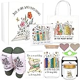 Keluna Book Lover Gift for Women - Cozy Reading Gifts with Drinking Cup, Tote Bag, Socks, Bookmark Card, Perfect for Bibliophiles, Librarians, Book Club Friends on Birthday, Christmas
