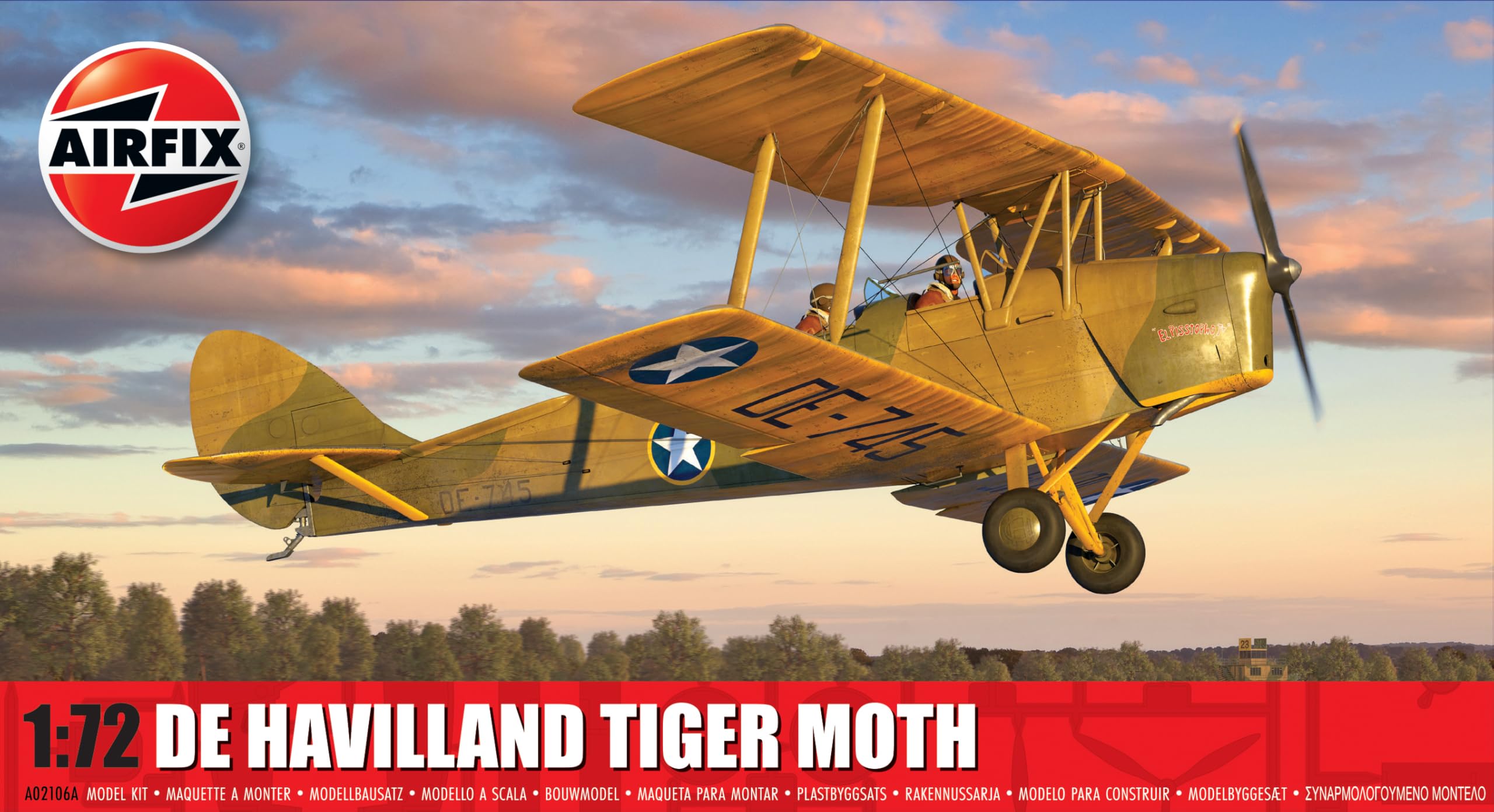 AIRFIX - Standard Model Set - A02106A de Havilland Tiger Moth Model Building Kit - Plastic Plane Kits for Adults & Children 8+, Set Includes Sprues and Decals - 1:72 Scale