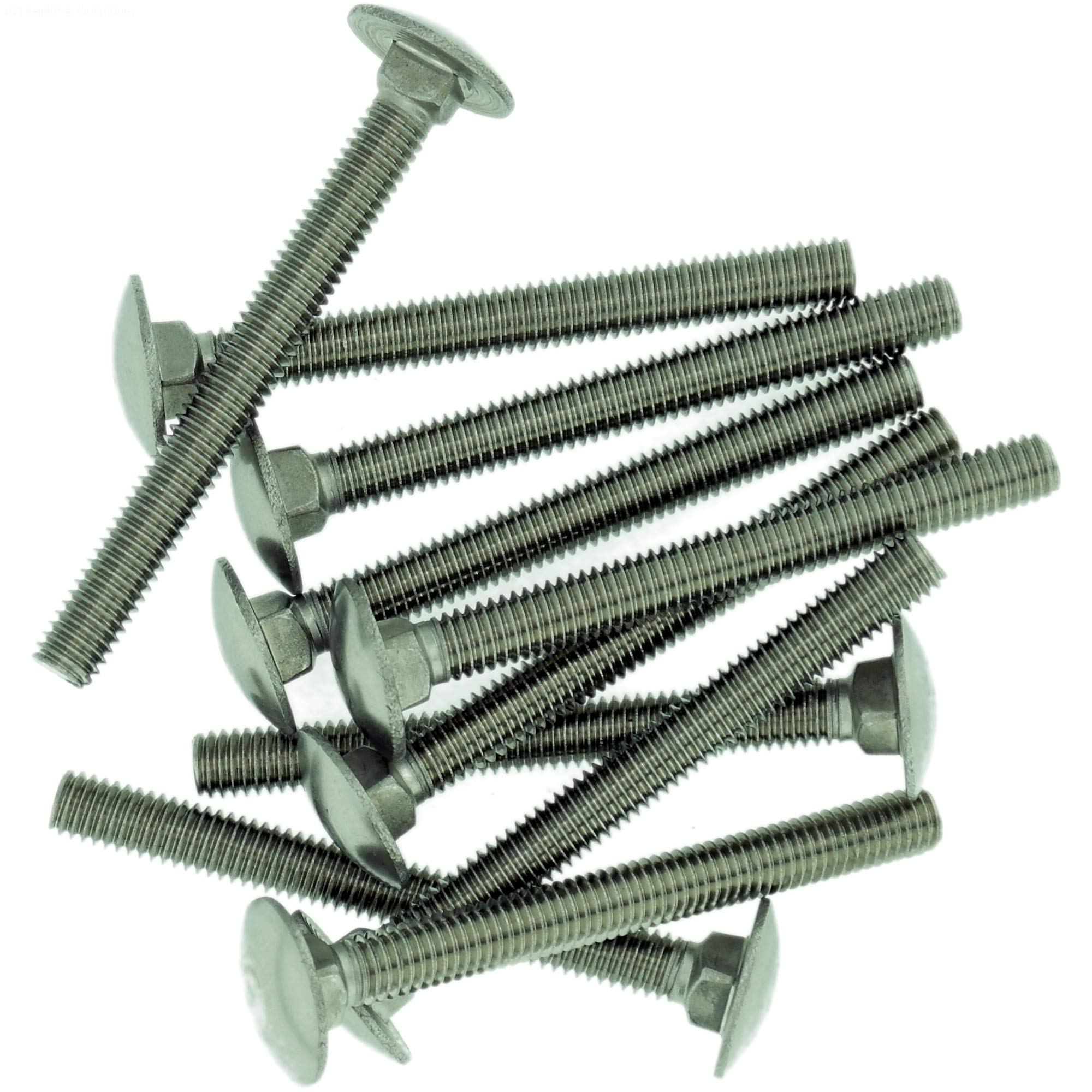 M8 (8mm x 90mm) Cup Square Carriage Bolt (Fully Threaded) - Stainless Steel (A2) (Pack of 10)