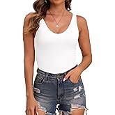 Halife Women's Double Lined Tank Tops Seamless Sleeveless Basic Fitted Shirts