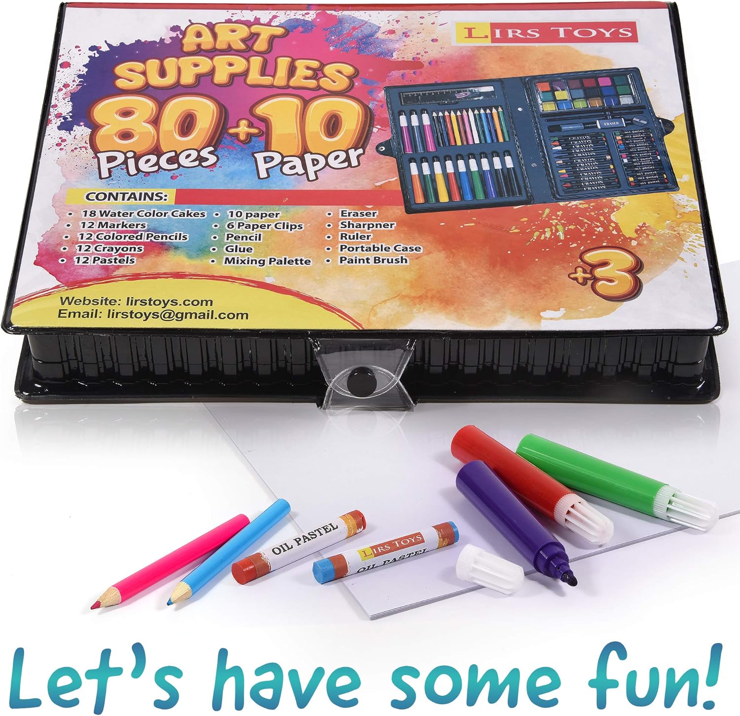 LIRS TOYS Art Set for Kids - 80 Pieces of Art Supplies | Drawing Painting and Coloring Set in a Strong and Portable Art Case | Excellent Gift for Boys and Girls - Includes Paper: Office Products