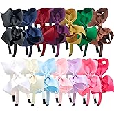 XIMA 14pcs Bows Headbands for Girls,4.5inch Baby Girls Ribbon Hair Bows Headband with Teeth for 4-12years Kids Children Teens Hair Bands Accessories