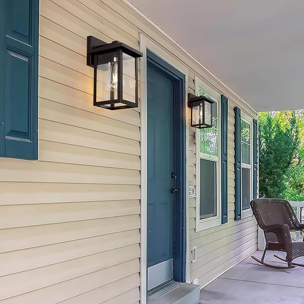 ACLAND OIL RUBBED BRONZE OUTDOOR LIGHT FIXTURE, OUTDOOR WALL LANTERN 2 PACK WITH CLEAR WATER GLASS, 11 INCH OUTSIDE LIGHT FOR HOUSE ENTRYWAY GARAGE PORCH