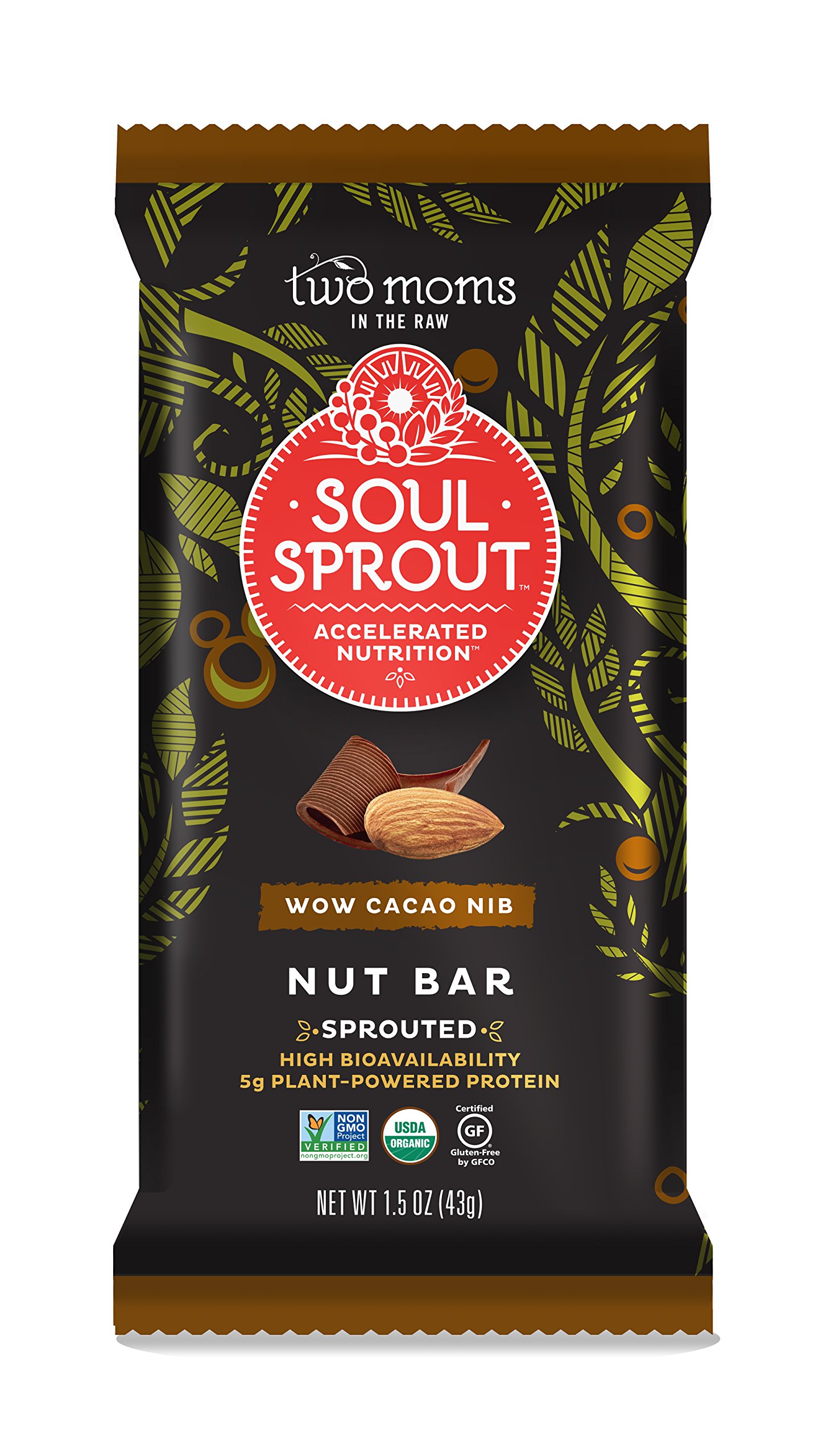 Soul Sprout, by Two Moms Sprouted Nut Bar, Blueberry Burst, 1.5 Ounce
