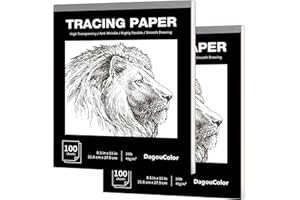 DagouColor Tracing Paper, 2 Pack, 100 Sheets Each, 21.6 X 27.9CM Drawing Pad Overlays & Sketching on Art Paper & Sketch Book 