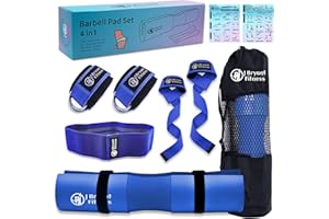 J Bryant Barbell Pad Set with 2 Ankle Straps for Cable Machines Hip Resistance Band Weight Lifting Straps Thick Cushion Hip-Thrusts Pad with Carry Bag for Squats Bench Press Workout