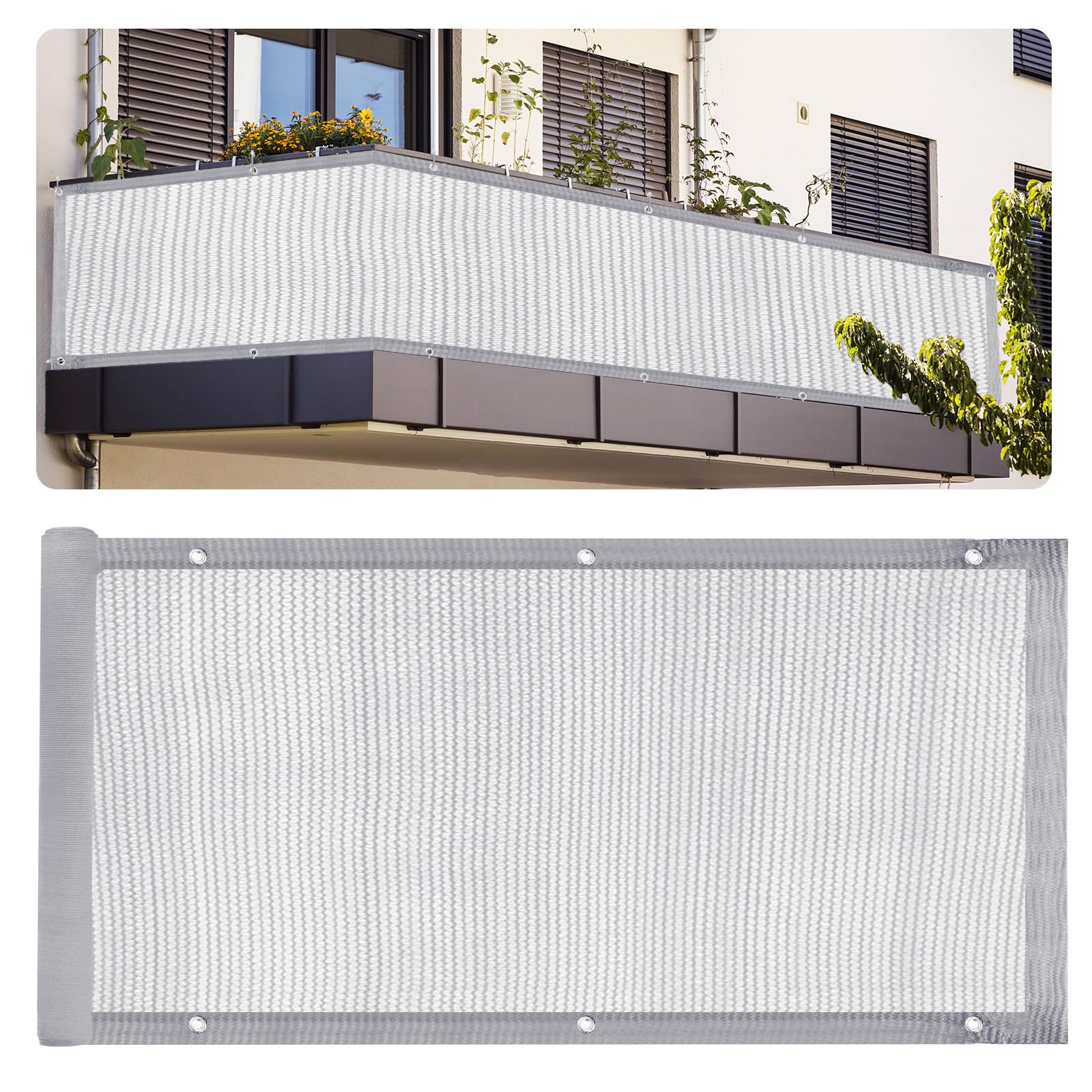 PATIKIL 3'x10' Patio Privacy Screen for Balcony, Fence Cover for Apartment Railing Netting Mesh Shade Fabric Balcony Cover for Outdoor Deck Backyard Porch, Railing Shield 90% (Gray)