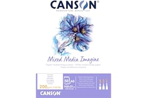Canson Imagine Mixed Media 200gsm Paper, Natural White, A5 pad Including 50 Sheets