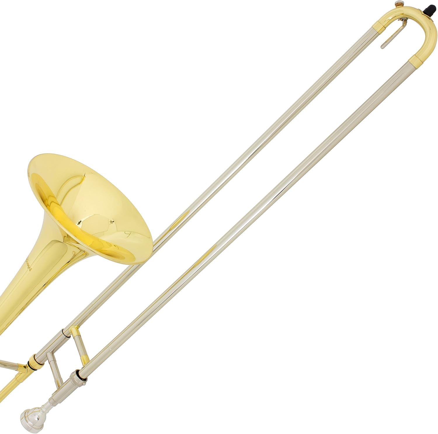 Mendini by Cecilio Bb Tenor Slide Trombone, Gold Lacquered, 1 Year Warranty, Tuner, Pocketbook and More, MTB-L: Musical Instruments
