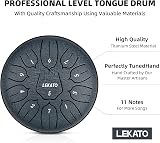 LEKATO Handpan Drum 6 Inch 11 D Notes Navy with Carry Bag view 2