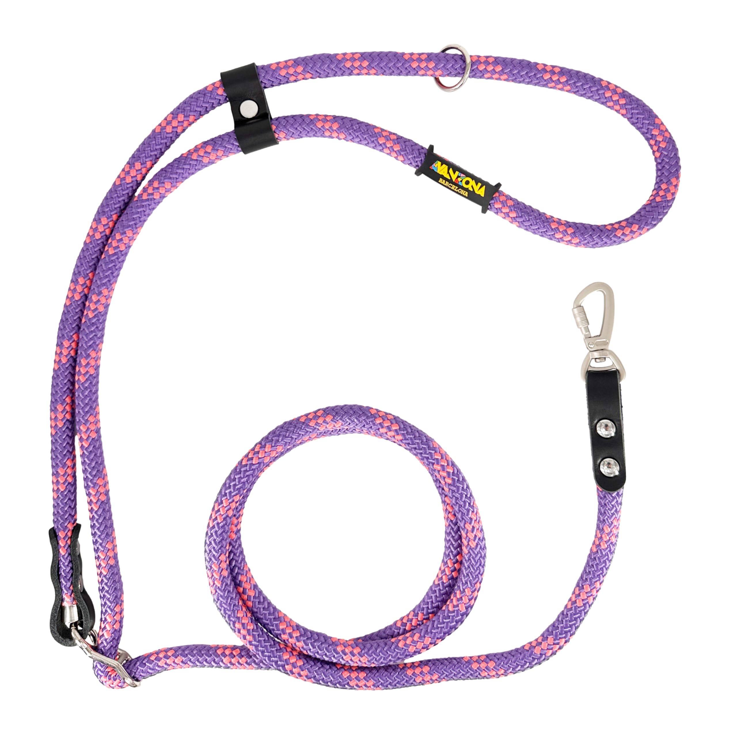 Dog Leash, Hands-Free, Adjustable, Handmade in Spain, for Small, Medium and Large Dogs. Violet Pink & Black. — image 1