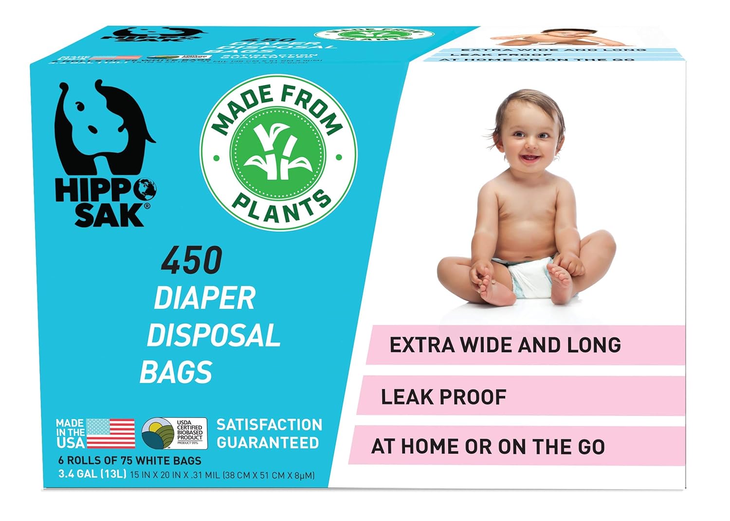 Hippo Sak PlantBased Diaper Disposal Bags