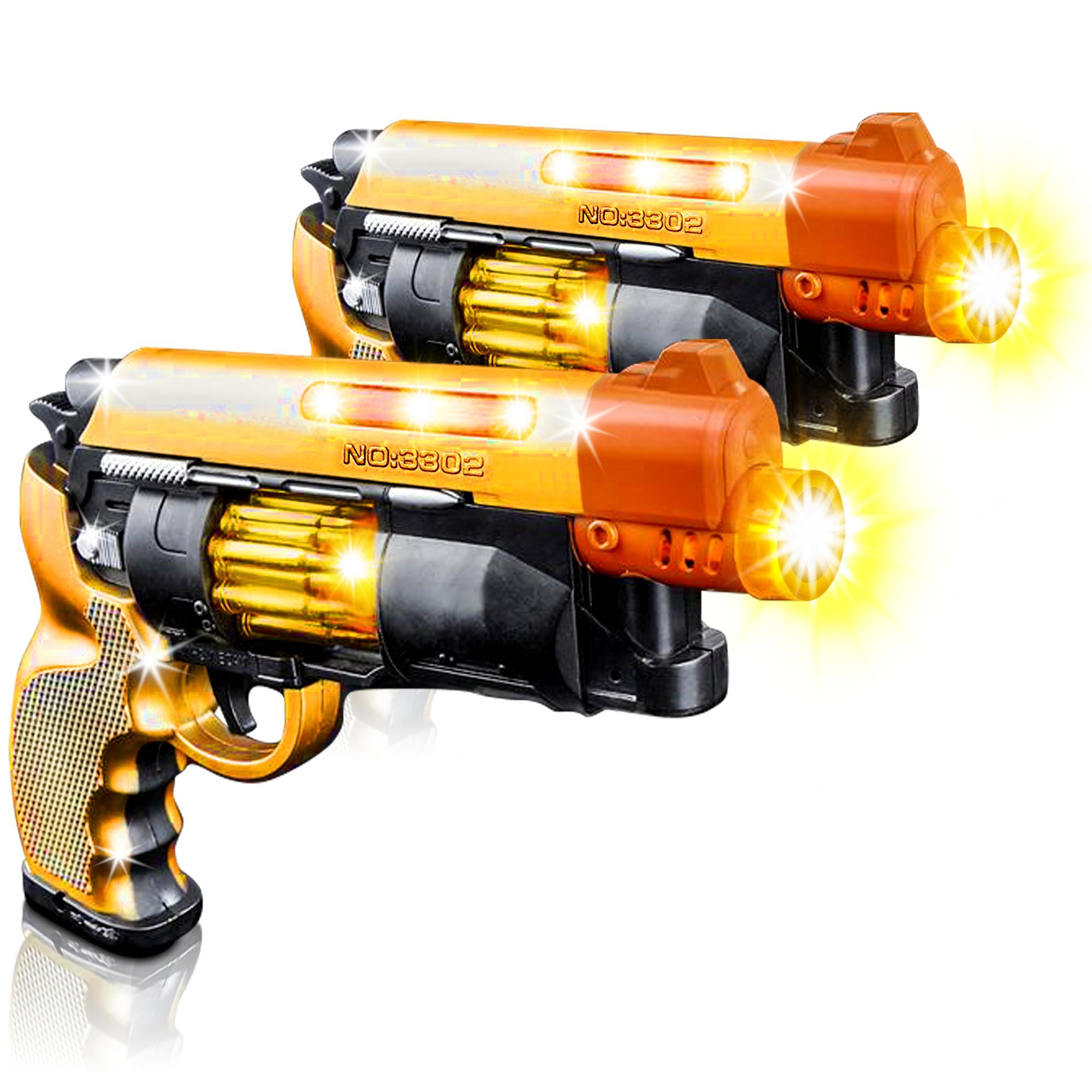 Photo 1 of ArtCreativity Blade Runner Toy Pistol Set - 2 Light Up Toy Guns with LEDs and Sound Effects, Safe Pretend Play Pistols for Kids, Fun Toy Guns for Boys and Girls with Batteries Included