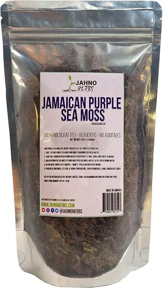 Jamaican Purple Sea Moss (Raw, Wildcrafted) 4OZ Health