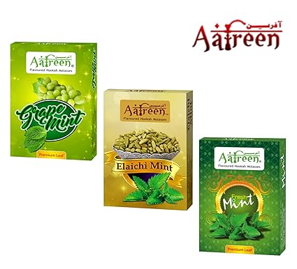 Aafreen PartyTime Hookah Flavours/Mint Mashup Combo (Elaichi Mint,Grape Mint & Fresh Mint) - Pack of 3.