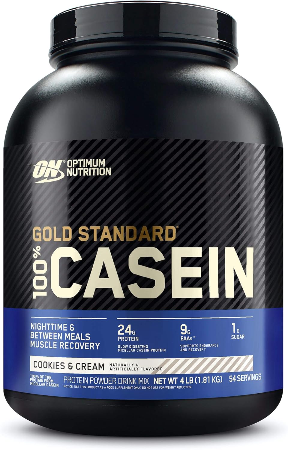 Optimum Nutrition Gold Standard 100% Micellar Casein Protein Powder, Slow Digesting, Helps Keep You Full, Overnight Muscle Recovery, Cookies and Cream, 4 Pound (Packaging May Vary): Health & Personal Care