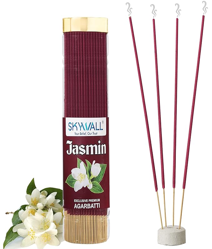 SKYWALL Jasmine Incense Sticks Agarbatti 100 Herbal & Charcoal Free
