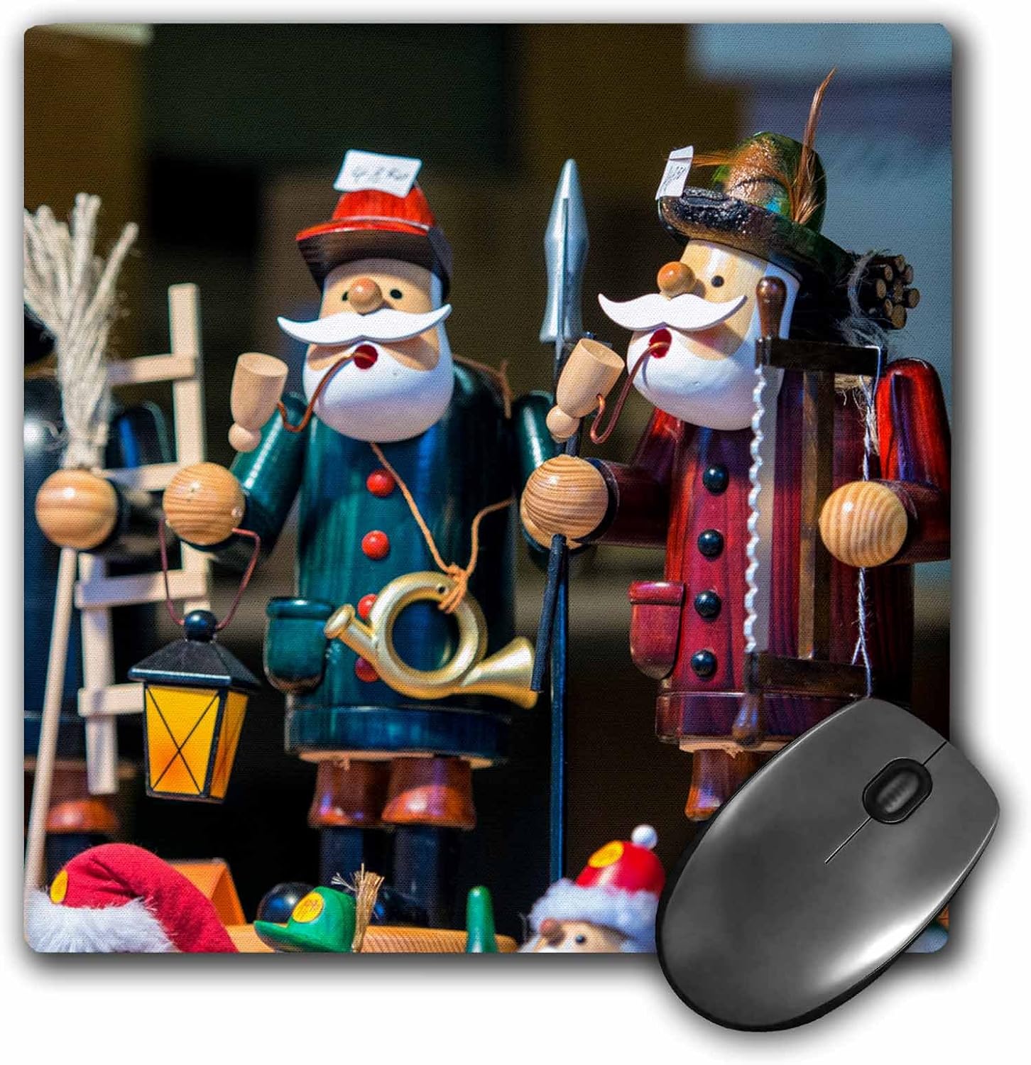 3dRose mp_188553_1 8" x 8" Traditional Wooden Smokers Holiday Market Rothenburg Germany Mouse Pad