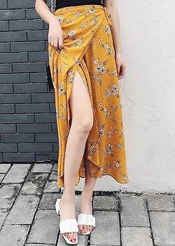 orange maxi skirt boho