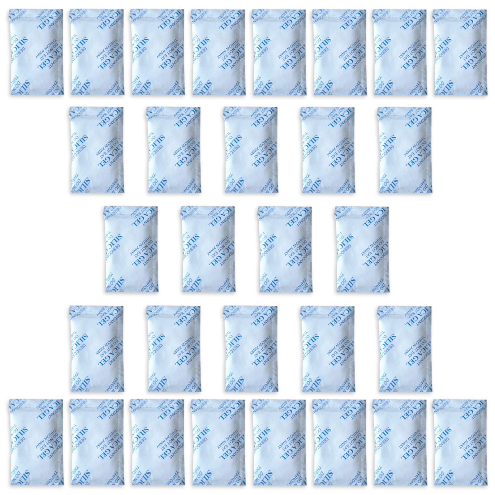 E-Cron 30 x 10 gr Silica Gel Tyvek Packets. Pure, Safe and Reusable Silica Gel Sachets Desiccant. Renewable Dehumidifier Pouches - Absorb Moisture.