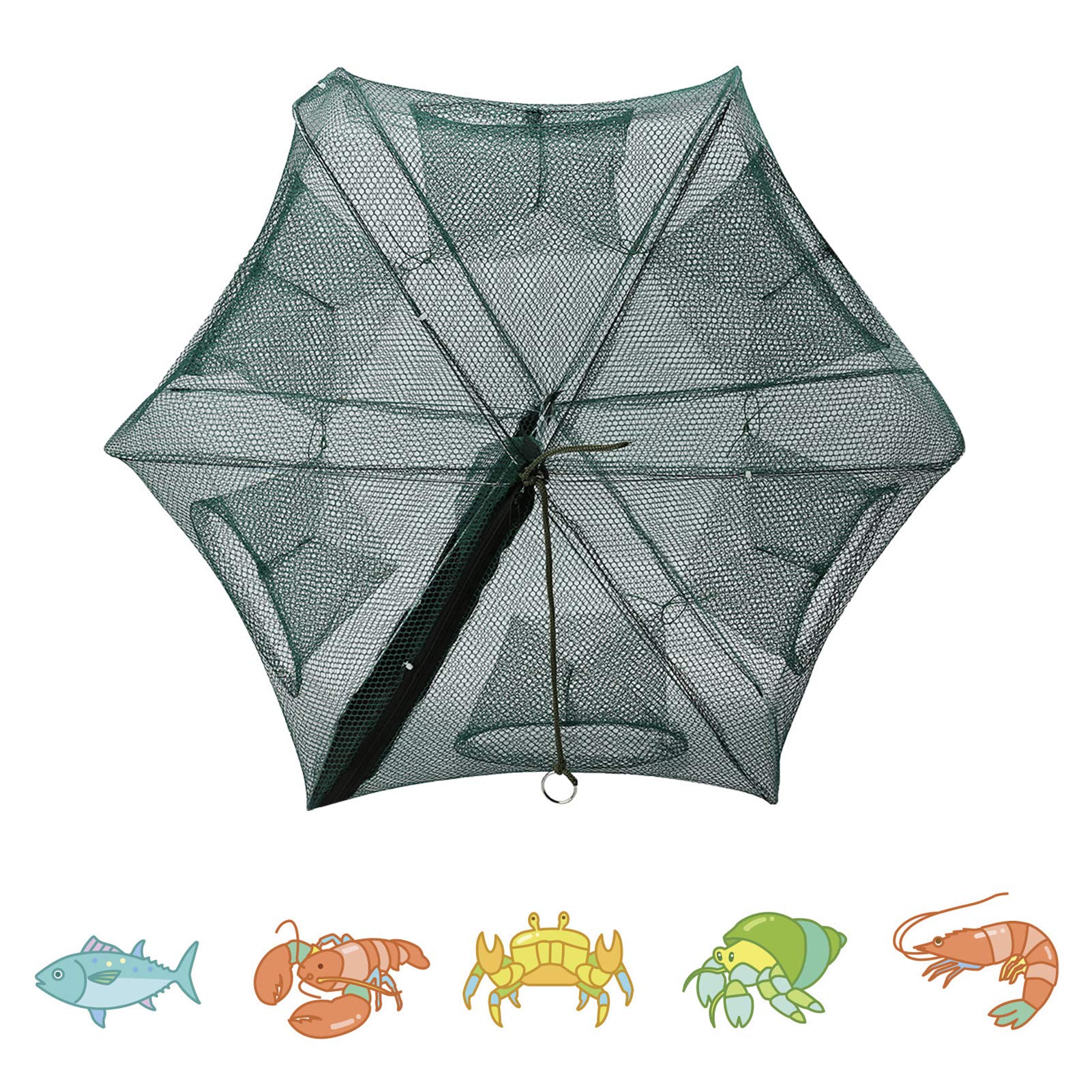 Yosoo Health Gear Fishing Bait Trap, Crayfish Trap Foldable Fishing Net with Zip Fastener Design Portable Crabbing Kit Fish Shrimp Minnow Crayfish Crab Baits Tarp Fishing Net