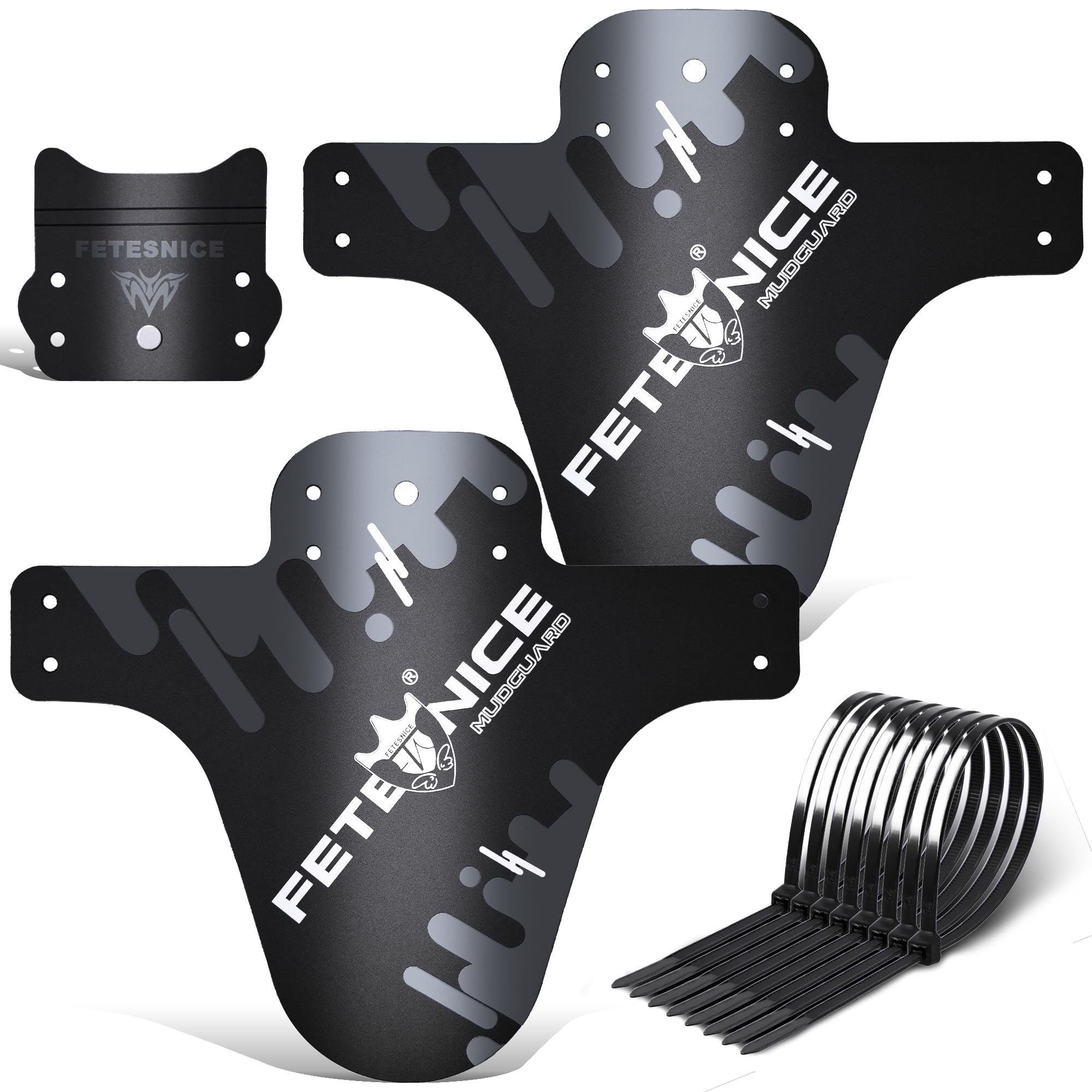 FETESNICE Mountain Bike Mudguard, 2Pcs MTB Mudguard Front and Rear Compatible,Fits 26", 27.5", 29", Plus Size and Fat Bike Wheel Sizes (Polish Grey)