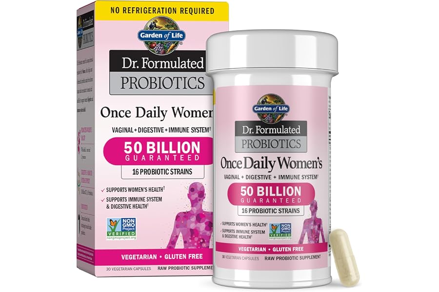 Garden of Life Dr. Formulated Once Daily Women's Probiotics with 50 Billion CFU & Organic Prebiotics – Vaginal Health, Digest