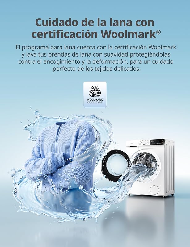 Máquina de lavar 10kg, Classe A-30%, 14 programas, 1400 RPM, Lavagem inteligente controlada remotamente, depilação de animais de estimação, Perfume+, White-CF10EWP07W