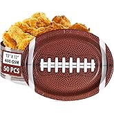 50 Pcs Football Oval Plates 10" x 12" Large Football Paper Plates 400 GSM Disposable Heavy Duty Football Birthday Party Decorations for Football Theme Party Supplies Sports Game Tailgate Party Decor