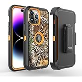 Fastsun New Designed Defender Case Designed for iPhone 16 Pro Max, Protective Stripe Defender Shockproof Hybrid Case Dual Layer Hard Cover Compatible with iPhone 16 Pro Max (Clip+Camo Orange)