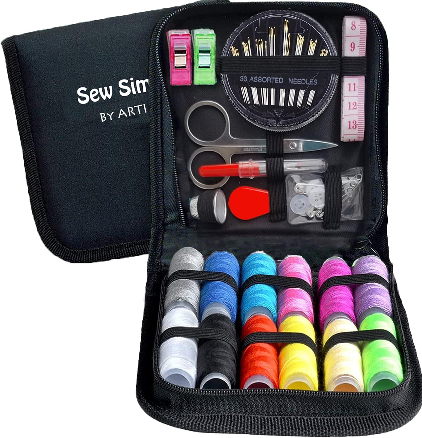 ARTIKA Mini Sewing KIT, Premium Sewing Supplies, Large Sewing Threads, Travel, Kids, Beginners and Home (Basic Black)