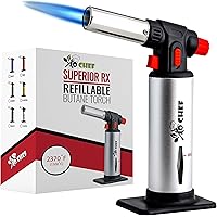 Jo Chef Kitchen Torch, Blow Torch - Refillable Butane Torch With Safety Lock & Adjustable Flame & Fuel gauge - Culinary Torch