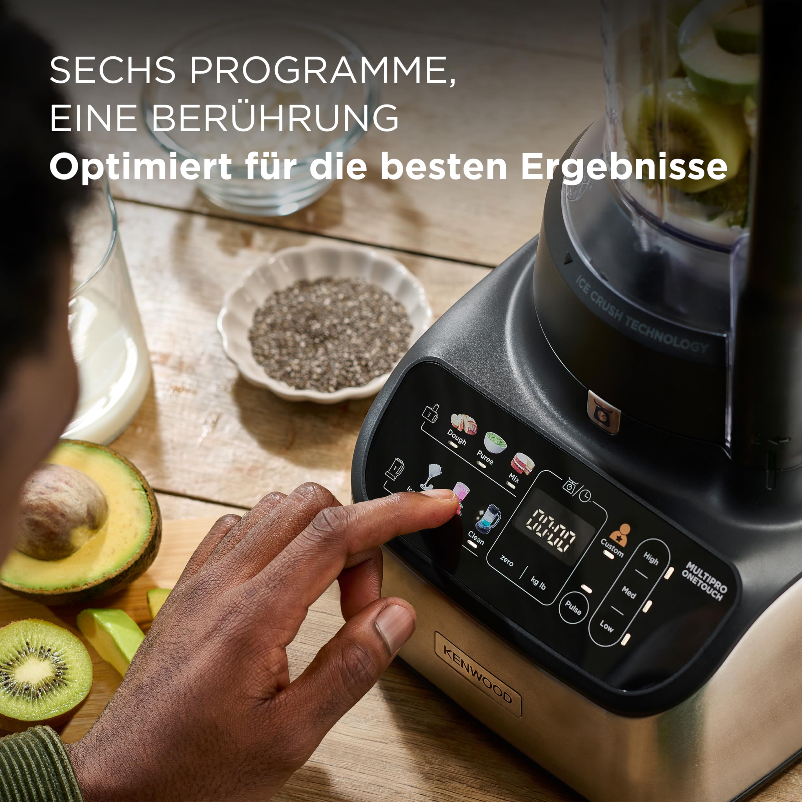 Kenwood MultiPro OneTouch FDM73.480SS Kompakt-Küchenmaschine & Standmixer, 6 Zubehörteile, 6 Automatikprogramme, Variable Geschwindigkeit & Pulse-Funktion, Integrierte Waage, 1000W, Silber 2