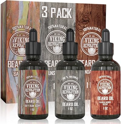 VIKING Beard Oil 3 Pack Unscented Sandalwood Bay Rum 30 ml