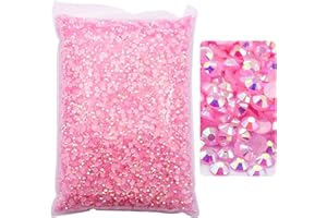Blinginbox 5000pcs Flatback Rhinestones,Resin Non Hotfix Rhinestones Large Quantity Wholesale for Crafts DIY Creative Design,Clothes,Makeup,Nail Art (6mm=0.24",Lt.Pink AB)