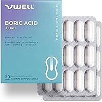 Boric Acid Vaginal Suppositories 30 Counts Blister Pack - Maintains and Balances Healthy Vaginal pH & Microbiome to Manage Od