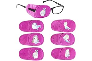 Mvwarj 6 Pack Kids Eye Patches for Glasses, Girls Right Patches, Reusable Lazy Eye Strabismus and After Surgery (pink Mermaid)
