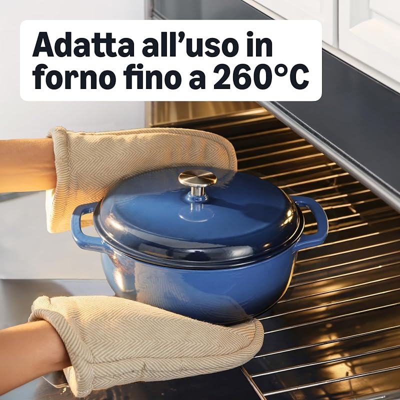 Casseruola Rotonda in Ghisa Smaltata con Coperchio, 5,7 L, Blu Navy