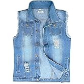 NASKY Men's Fit Retro Ripped Denim Vest Sleeveless Jean Vest and Jacket