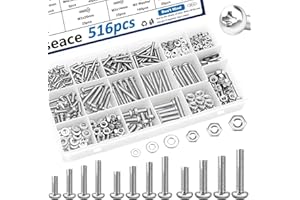 smseace 516Pcs Nuts and Bolts Assortment Kit 21-Sizes M3/M4/M5/M6 Nut Bolt Washer Assortment Kit for Machinery, Furniture, Au
