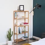 SONGMICS Bamboo 5-Tier Adjustable Storage Shelf 132 cm Natural view 2