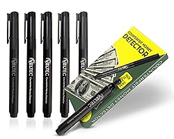 Counterfeit Money Detector Pen (5 Pack) - Easy to