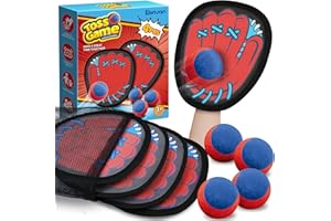 Ellinjan 4 Pack Catch Ball Game Set, Outdoor Toys for Kids Ages 4-8-12, Summer Toys Beach Pool Backyard Outdoor Games for Toddlers Kids Family, Kid Baseball Training Glove, Fun Ideal Gifts