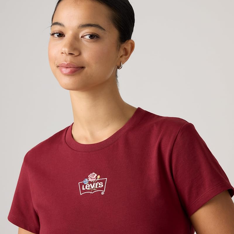 The Perfect Tee Emb Rose Bw Warm Caberne — Foto 2 von 4