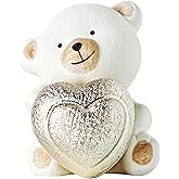 NYSCURE Cute Ceramic Valentine's Day 3.2 Inch Love Bear Figurine Golden Heart Statue Wedding Shelf Livingroom Decor